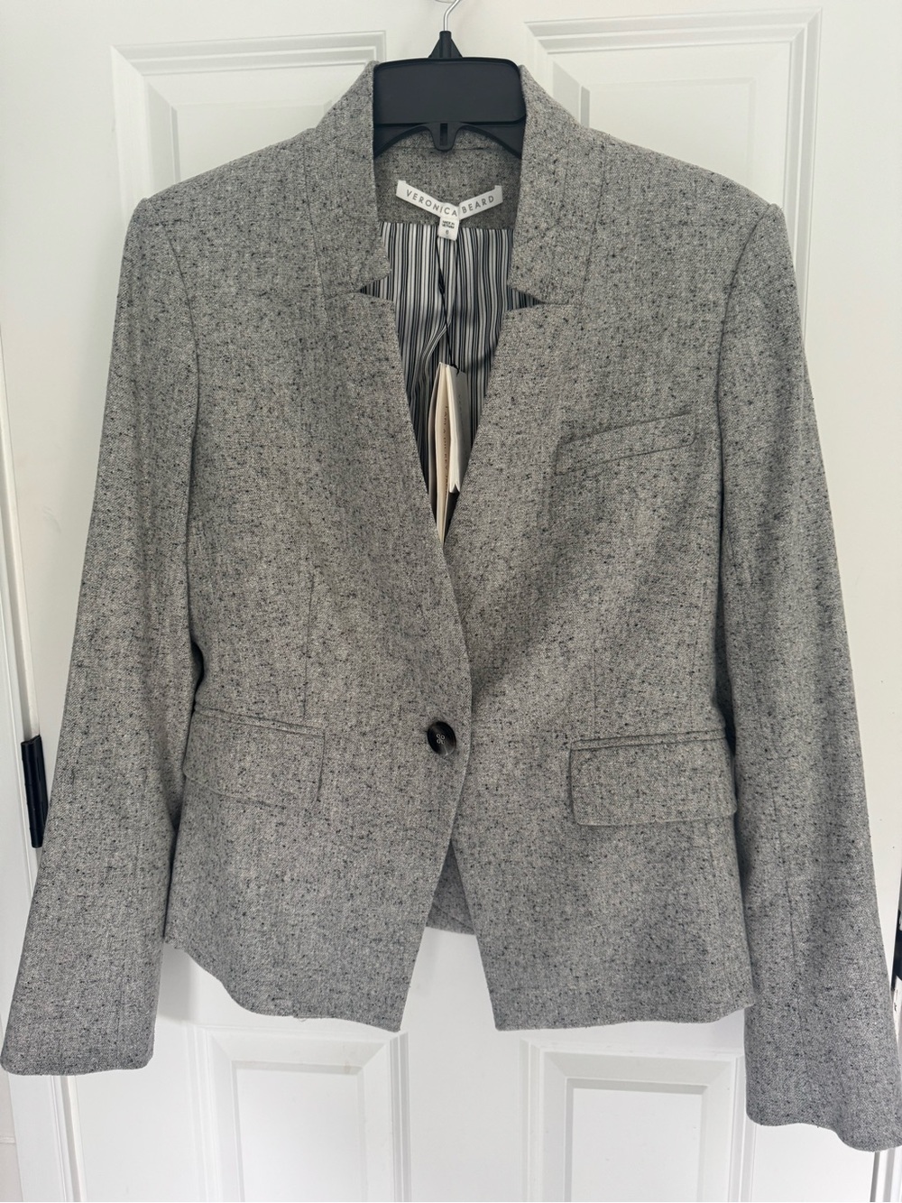 NWT Veronica Beard Gray Tweed Tailored Single-Button Blazer size 6